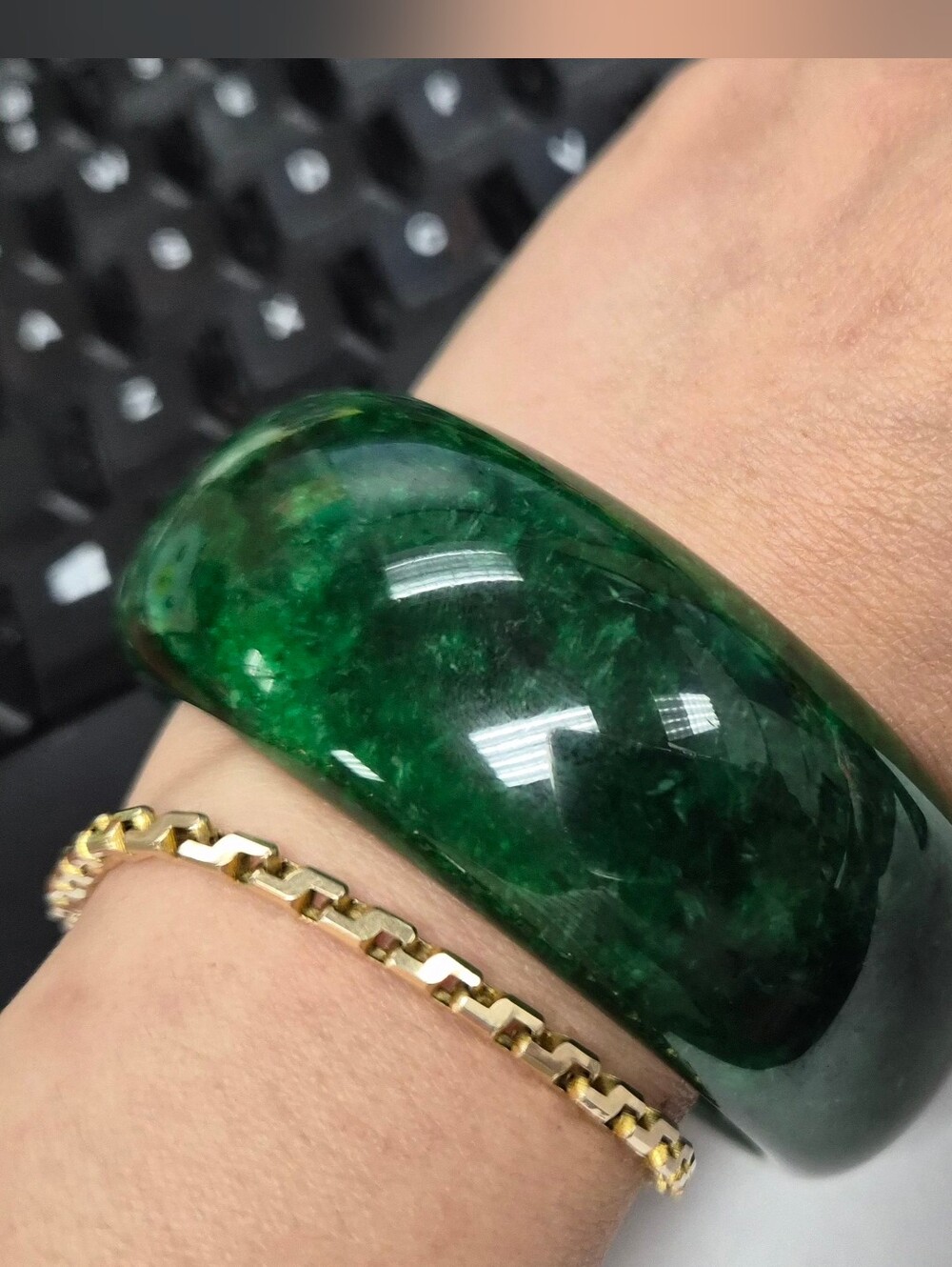 Extremely Rare Myanmar Forest Green Jade Bangle